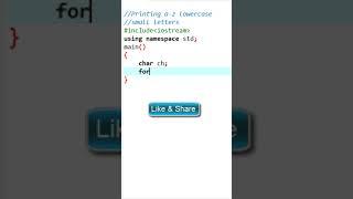 Program to print a to z small or lowercase letters in C++ Programming Language | Learners Region