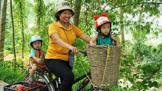 Harvesting kohlrabi to sell at the market - buying helmets for two kids / cooking with the kids