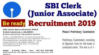 SBI Clerk (Junior Associate) Recruitment 2019 | 16,000+ Vacancy Will Come | Syllabus & Selection Pro