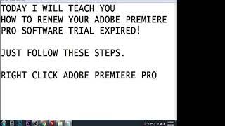 Adobe Premiere Pro 7 Days Extention Trial P'riod.