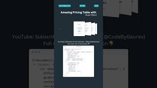 Amazing Pricing Table with Slider Effect!  #webdevelopment #webcoding #htmlcss #webdev
