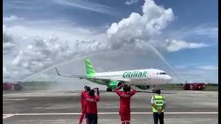 WATER SALUTE MOBIL PKPPK SAMBUT KEDATANGAN MASKAPAI CITILINK INDONESIA DI SORONG