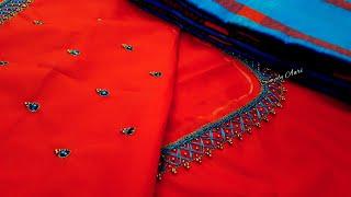 Aari Work Blouse 59 | Aari Embroidery Simple Blouse  Designing Tutorial | Simply Aari