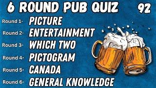 Online Pub Quiz - 6 Rounds: Picture, Entertainment, Wheel of Fortune, Pictogram, Top 5 & GK No.91