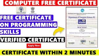 Computer Free Certificate | Free Online Govt Certifications | Computer Programming Certificate