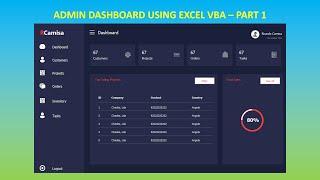 Admin Dashboard Using Excel VBA || Modern UI dark - Part 1