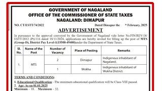 Government Job for Class 8 Pass in Nagaland. 25/02/2025 #nagalandjobvacancy