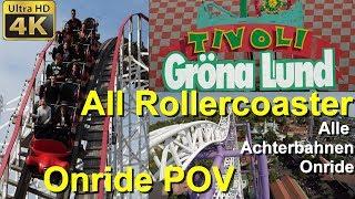 Grönalund All Roller Coaster POV Onride - Gröna Lund Alle Achterbahnen on-ride 4K