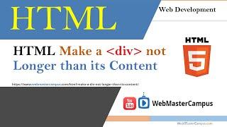 HTML Make a Div Not Longer Than its Content