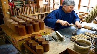 槐茶筒ができるまで。北海道！89歳の女木地職人と息子が作る槐茶筒。