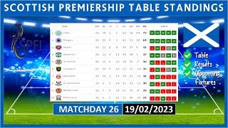 SCOTTISH PREMIERSHIP TABLE STANDINGS TODAY 22/23 | SPFL TABLE STANDINGS TODAY | (19/02/2023)