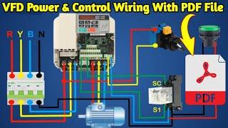 VFD Inverter Power & Control Wiring with Auto Manual Selector Switch/ Practical VFD Interlock Wiring