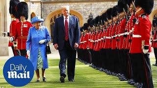 Trump and Melania are greeted by Queen Elizabeth