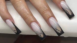 Ombre Encapsulated Snake Print Matte French Acrylic Nail