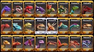 ALL JURASSIC DINOSAURS - JURASSIC PARK BUILDER