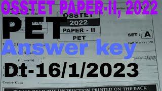 OSSTET Paper-II SOLVED DT-16/12/2023 PET Answer key BPED, MPED 150 Question with answer paper-2