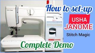 How to setup Usha Janome stitch magic Sewing Machine - Complete Demo||Sewing Machine setup demo||