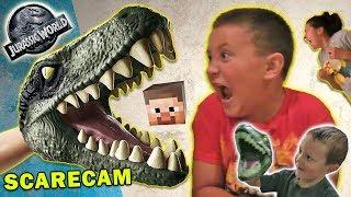 Jurassic World Scare Cam + Minecraft & Box Stair Cam FV FAMILY Fun