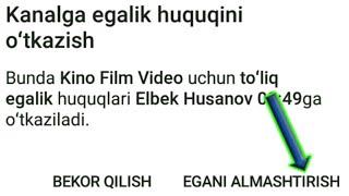 Telegram kanalni egalik huquqini ya'ni Creatorligini boshqa odamga berish foydali video