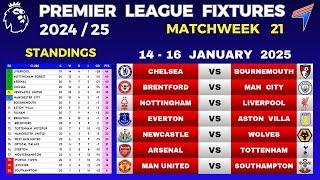 EPL FIXTURES TODAY - Matchweek 21 • EPL Table Standings Today • Premier League Fixtures 24/25