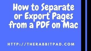How to Separate or Export Pages from PDF in Mac OS X