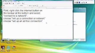 Ad hoc Connection Tutorial (computer to computer network) Windows Vista