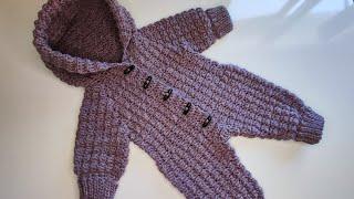 Crochet #69 How to crochet a warm baby bodysuit / onesie / romper / Part 1