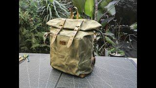 Create a backpack using vegetable tanned leather and oil wax canvas#bagmaking    #bag