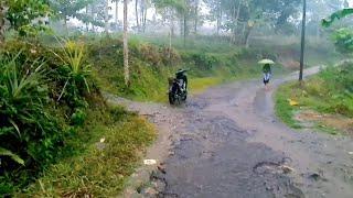 Heavy rain after a long dry season in Sukabumi village, West Java, Indonesia