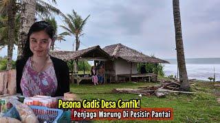 JUMPA GADIS DESA CANTIK BERDASTER PENJAGA WARUNG DI PESISIR PANTAI