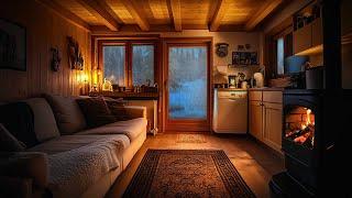 Cozy Fireplace Sounds & Winter Howling Cold Wind for Relaxation Sleep in Cabin at Snowstorm Night