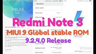 Redmi note 3 MIUI 9 9.2.4(MHOMIEK) GLOBAL STABLE ROM REALISED! MIUI 9 8.2.1Beta ROM Realised!! Hindi