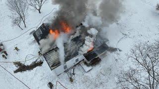 MAYDAY, Structure Fire, Lapeer County, Metamora Township 4th Alarm Drone 4K