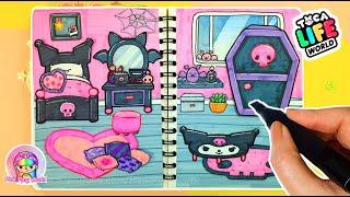 How to draw Kuromi Bedroom in Toca Life World - Paper Quiet book - Toca Boca DIY