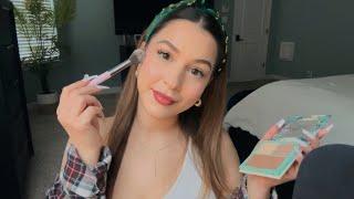 ASMR doing my makeup  whispers + tapping 