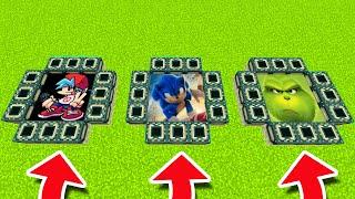 Minecraft PE : DO NOT CHOOSE THE WRONG END PORTAL! (Friday Night Funkin, Sonic & Grinch)