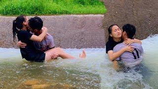 Couple Camping and Surviving in a Stream - Life in the Wild