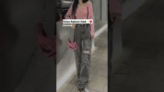 celana jeans highwaist sobek korean style #short #youtubeshort #outfitideas