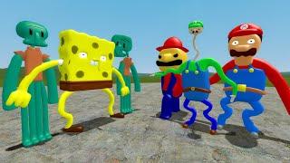 SpongeBob & Squidward VS Mario & Luigi 3D MEMES!! (Garry's Mod)
