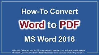 How to Convert Word to PDF in MS Word 2016