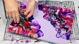 STUNNING  Something new to try/lovely lilacs and purple with a twist acrylic fluid art