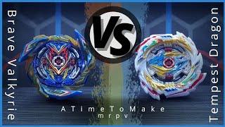 Brave Valkyrie.Ev' 2A vs Tempest Dragon.Cm 1A | on Real Life Beyblade Stadium