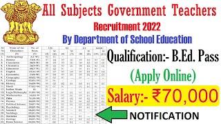 For B.Ed. Pass I All Subjects Government Teachers Recruitment 2022 By Department of School Education