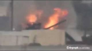 Syrian Tank Explodes