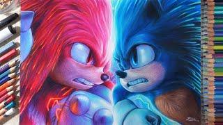 Drawing Sonic vs Knuckles (Sonic the Hedgehog 2) | Fame Art