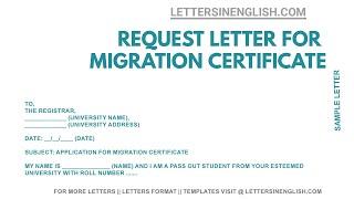 Request Letter for Migration Certificate from University – Application for Migration Certificate