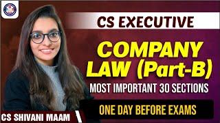 TOP 30 SECTIONS FROM PART B-COMPANY LAW- ONE DAY BEFORE EXAMS BY CS SHIVANI MIGLANI