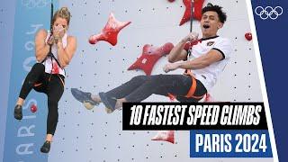 10 Fastest Speed climbing times at #Paris2024 ‍️‍ | Top Moments