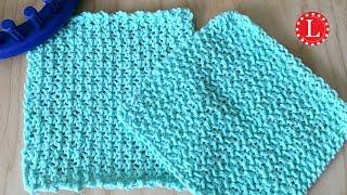 LOOM KNIT Dishcloth Washcloth Seed Stitch Textured - Beginner Easy