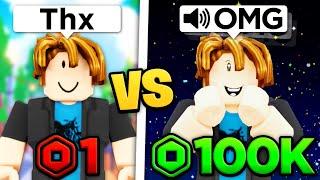 $1 vs $100,000 Robux Streamer Reaction!